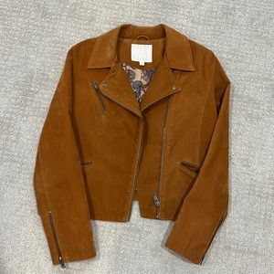 Anthropologie Suede Brown Motorcycle Jacket